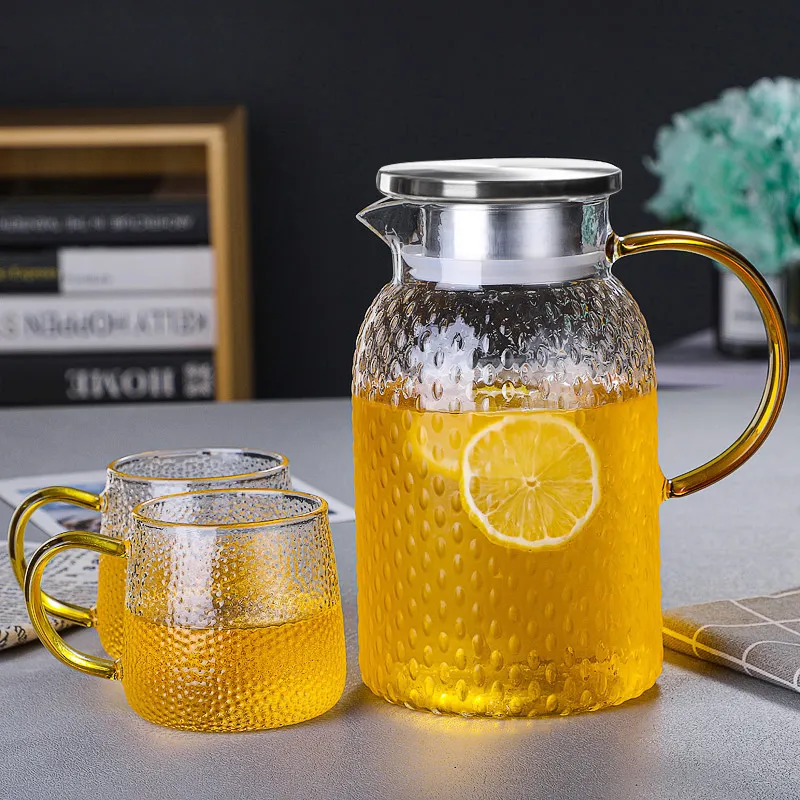 Rice Grain Pattern High Borosilicate Glass Water Pitcher