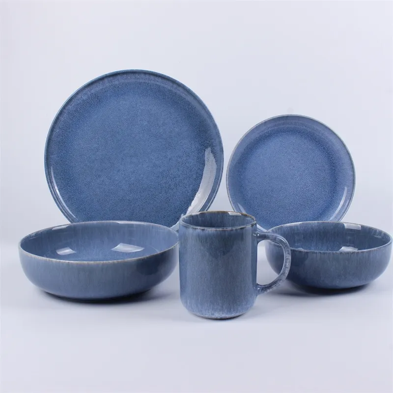 Grey reactive glaze 18pcs dinner set porcelain