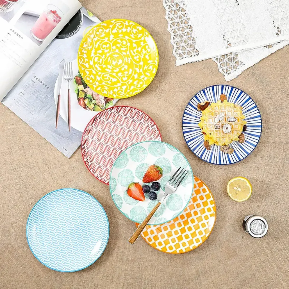 Colorful Summer Series pad print dinner set