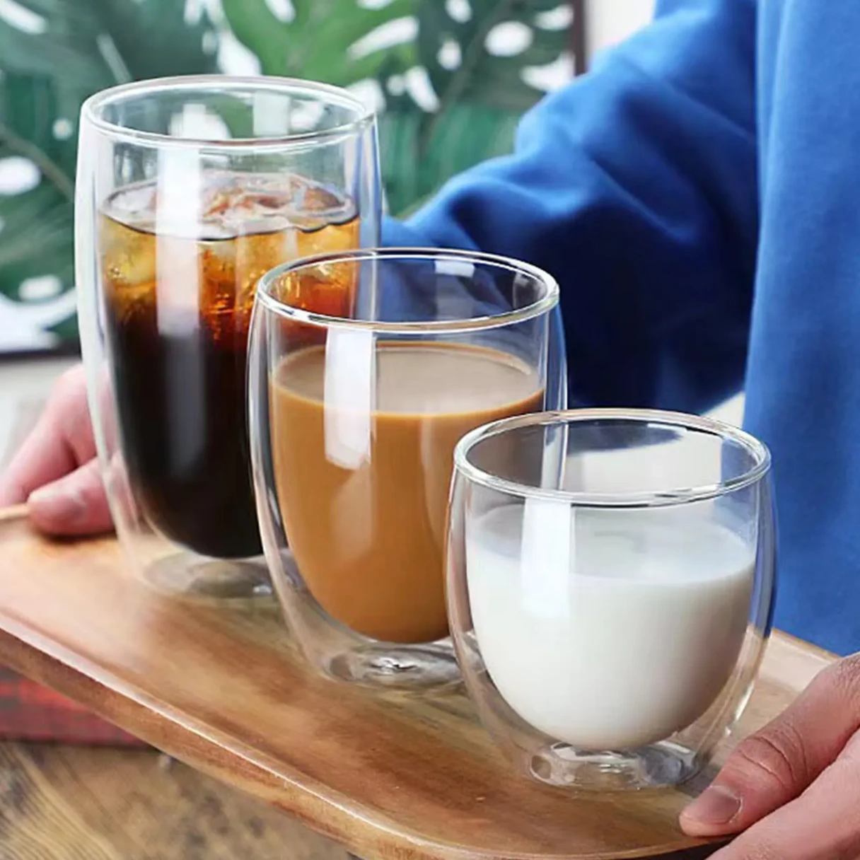 clear double wall coffee mugs