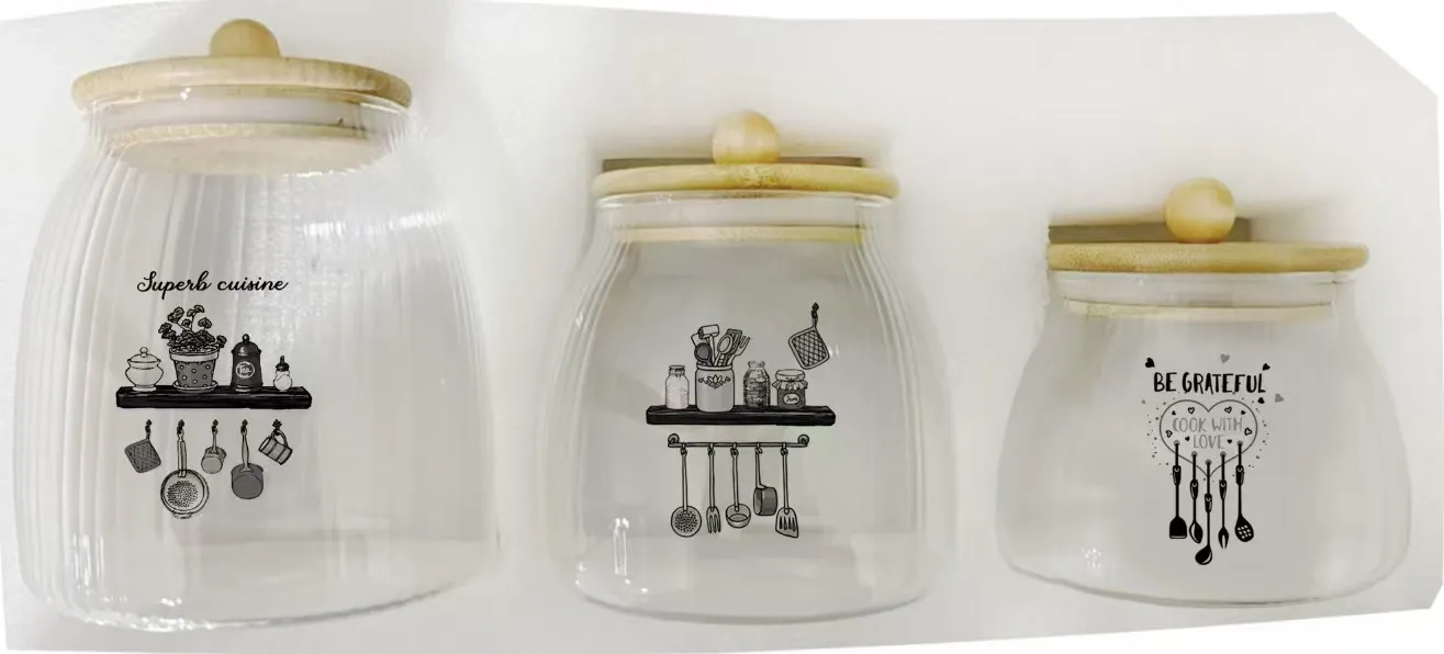 500ml Glass Storage with bamboo plate
