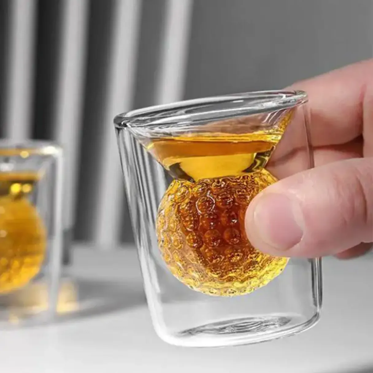 High Borosilicate Double-Wall Golf Ball Whisky Tumbler
