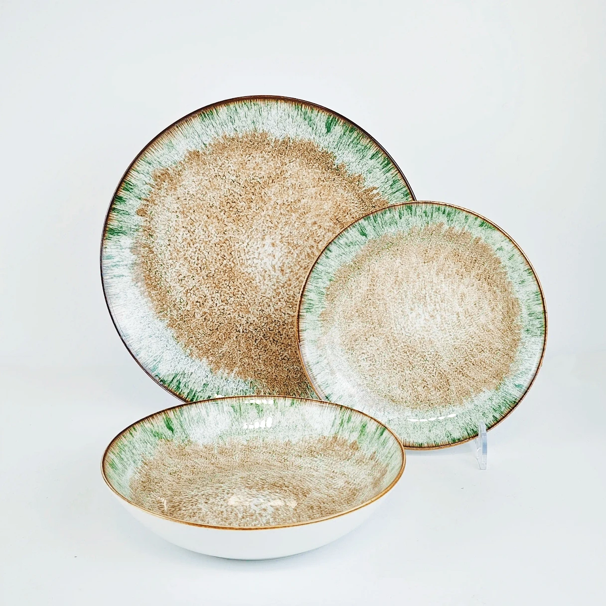 pad printing dinneware set reactive glaze effect