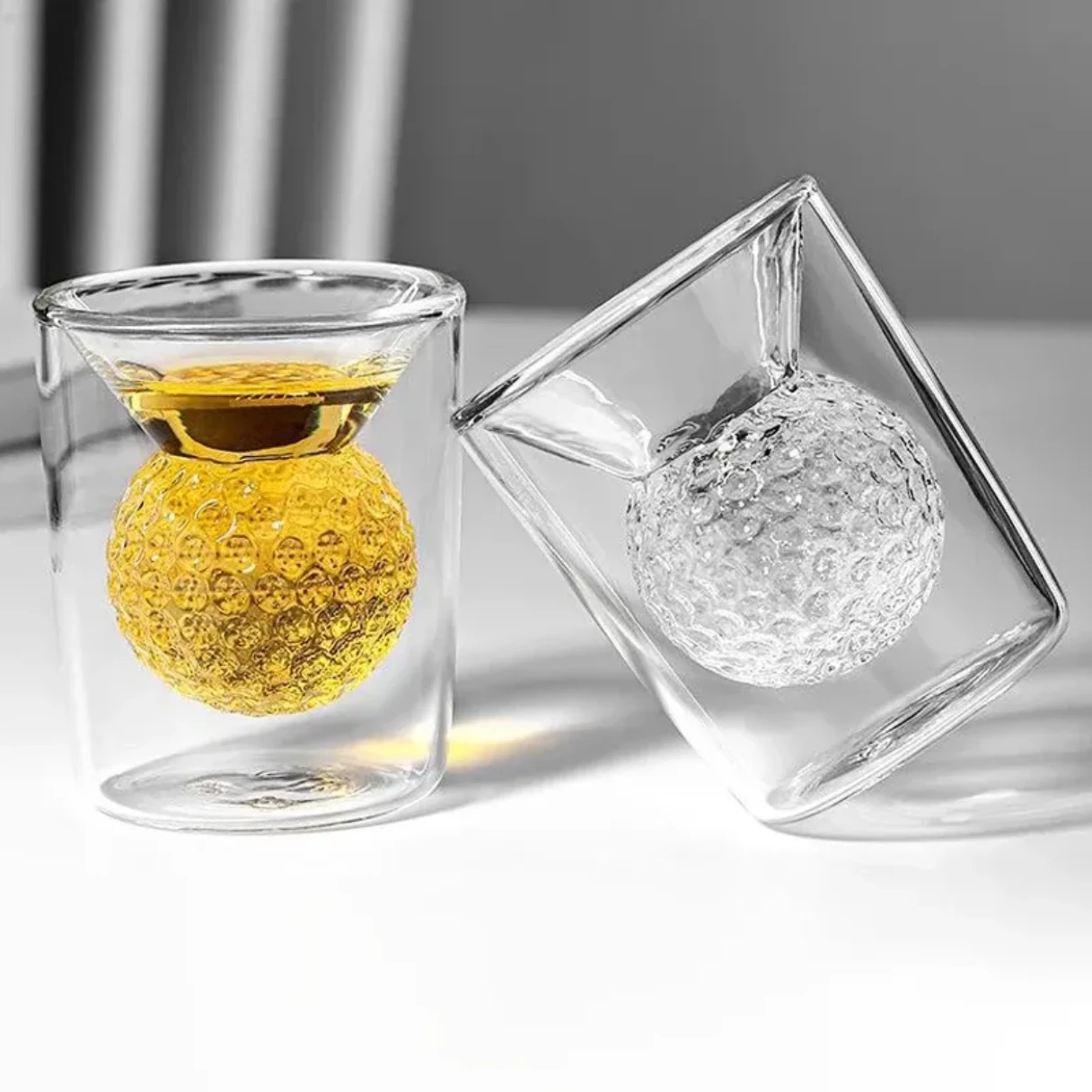 High Borosilicate Double-Wall Golf Ball Whisky Tumbler