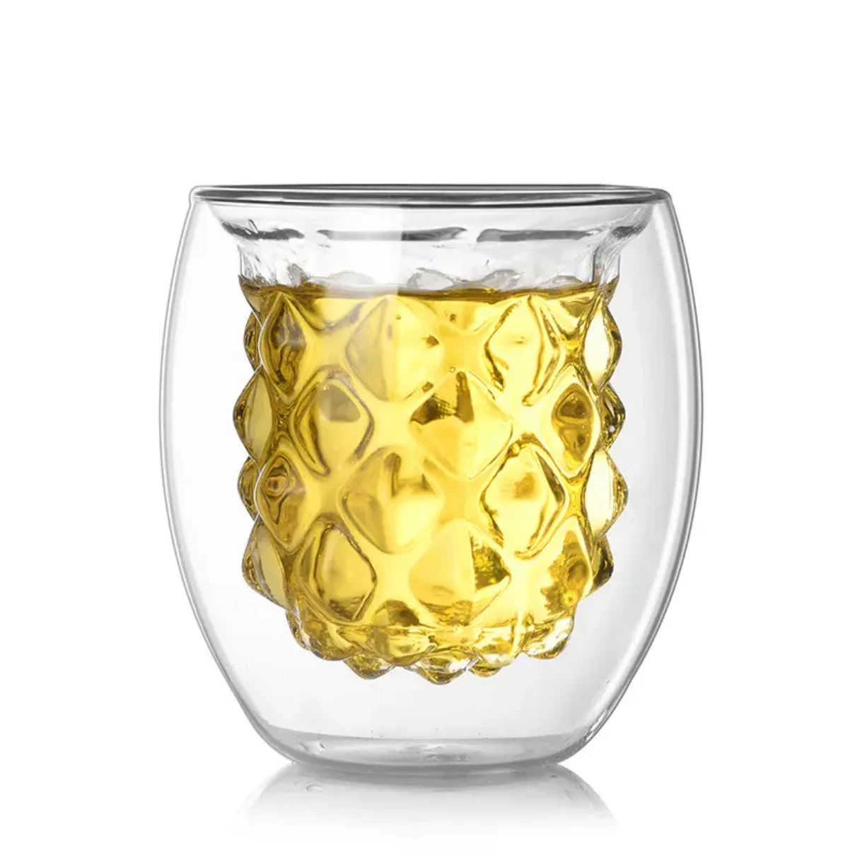 Pineapple shape double wall mug fruit shape double layer mug borosilicate glass