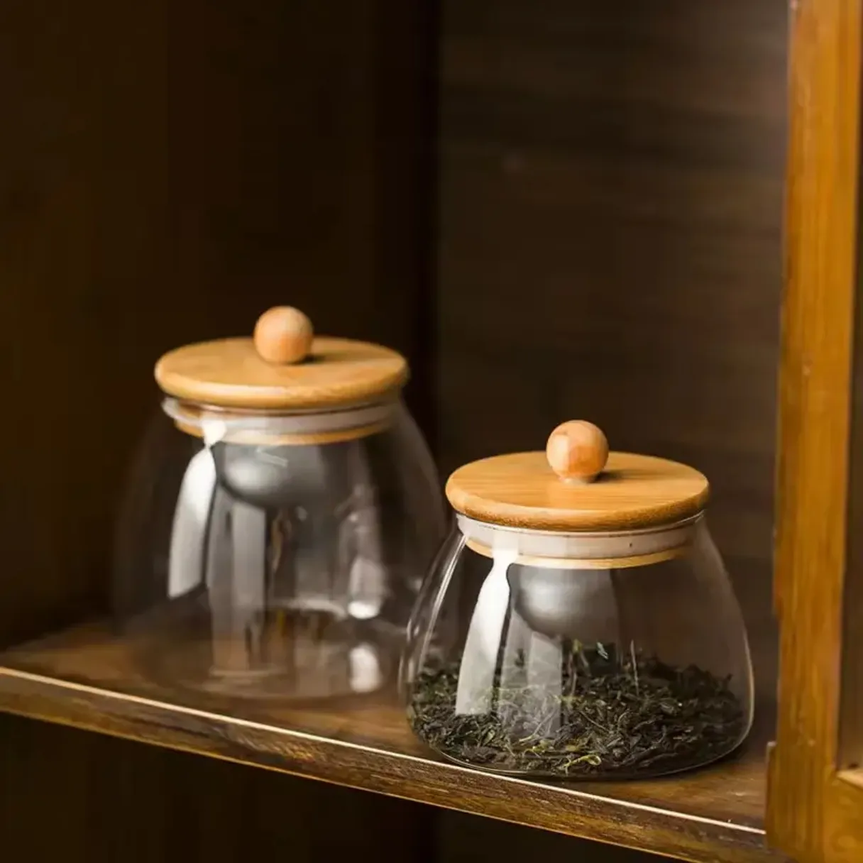 500ml Glass Storage with bamboo plate