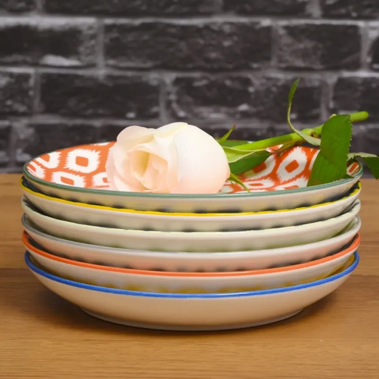 6-Piece 8&#039; porcelain plate Boho style 6 colors