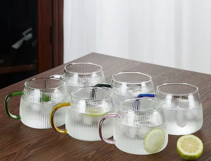 High Borosilicate Material of Glass Cup with Handle