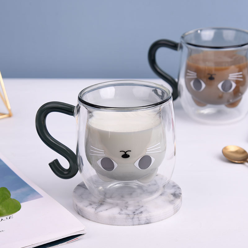 High Borosilicate Glass Mug with Cute Animal Design