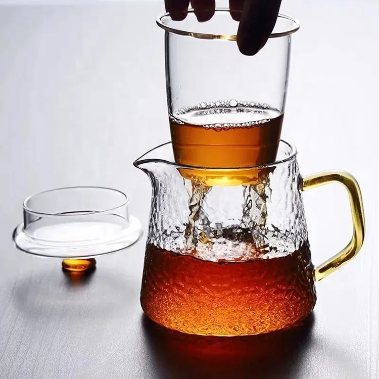 Clear Teapot With Infuser Built-In Glass Filter Separates Tea Leaves Clear Teapot With Infuser Built-In Glass Filter Separates Tea Leaves
