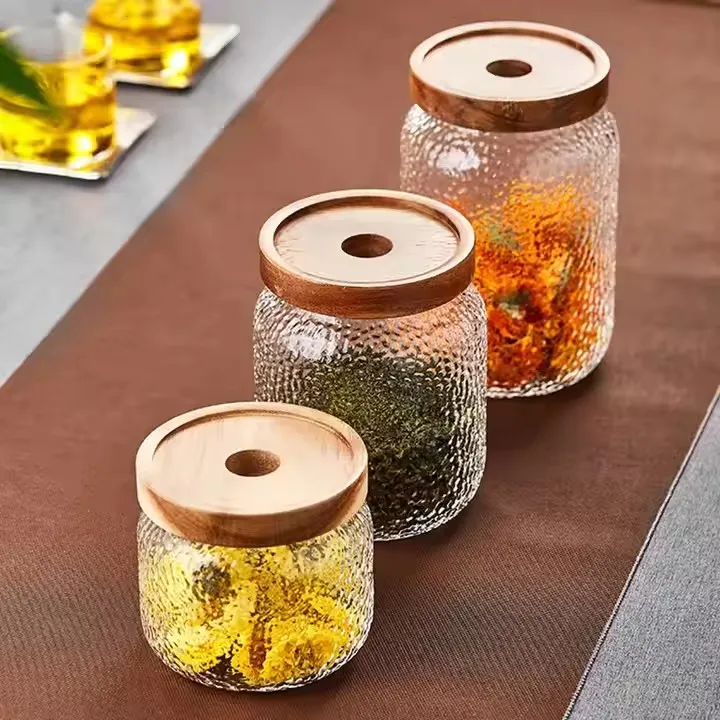 Organizing Spices Using Glass Jars with Wooden Lids