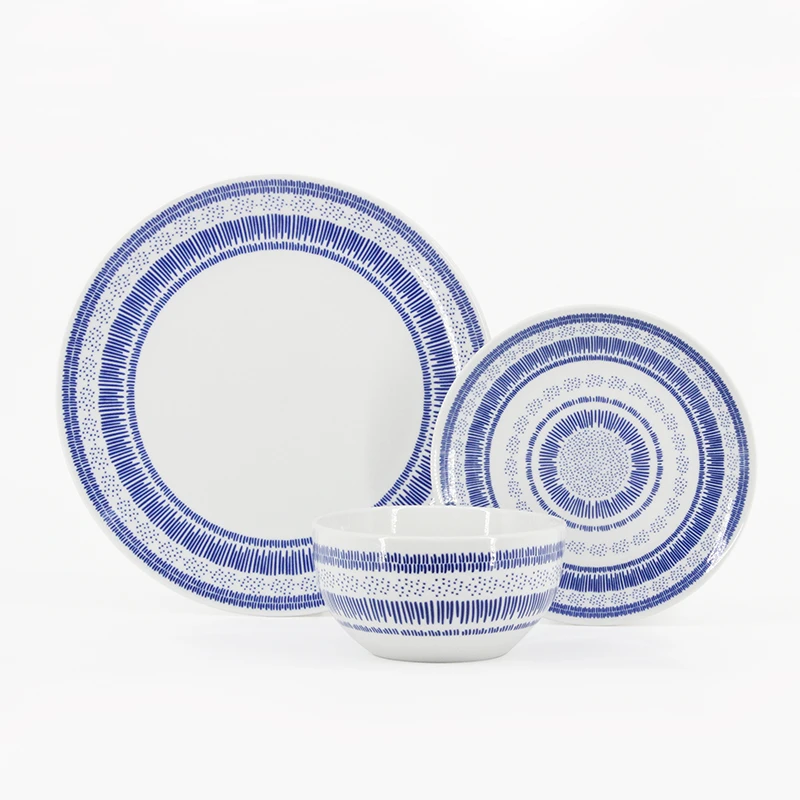 Blue Ceramic Plates Set Microwave Safety