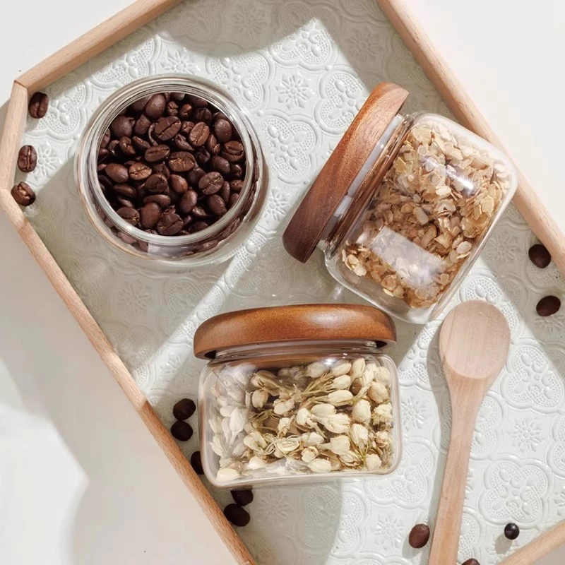 Precision-Portioned Glass Storage Vessels with Acacia wood lid