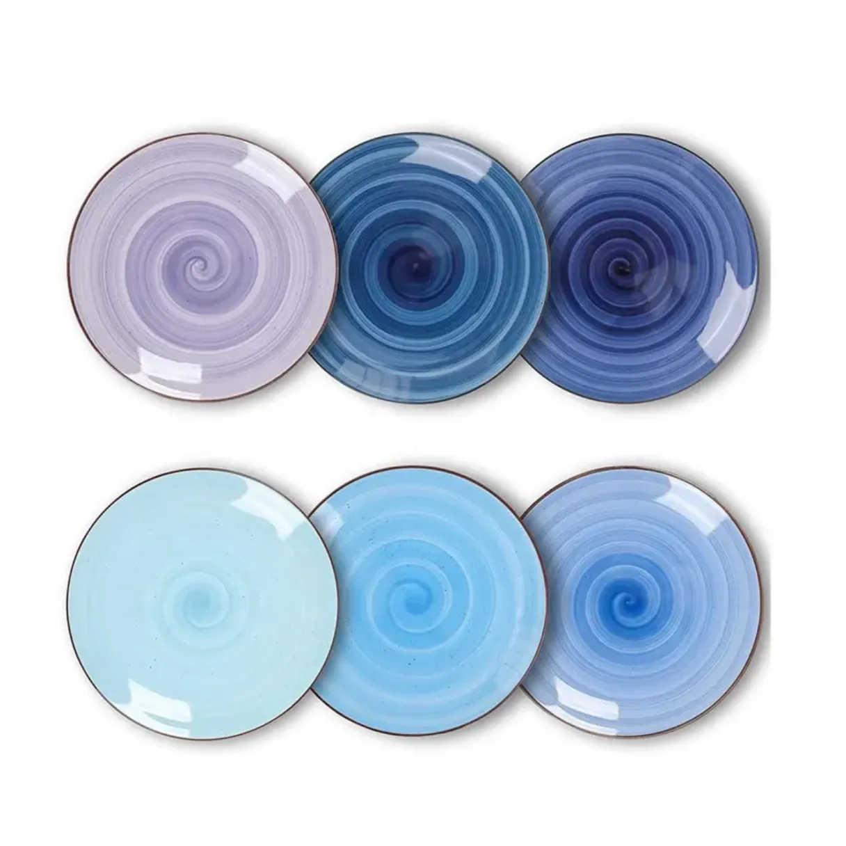 Cerulean Whirl Porcelain hand-painted style porcelain plate