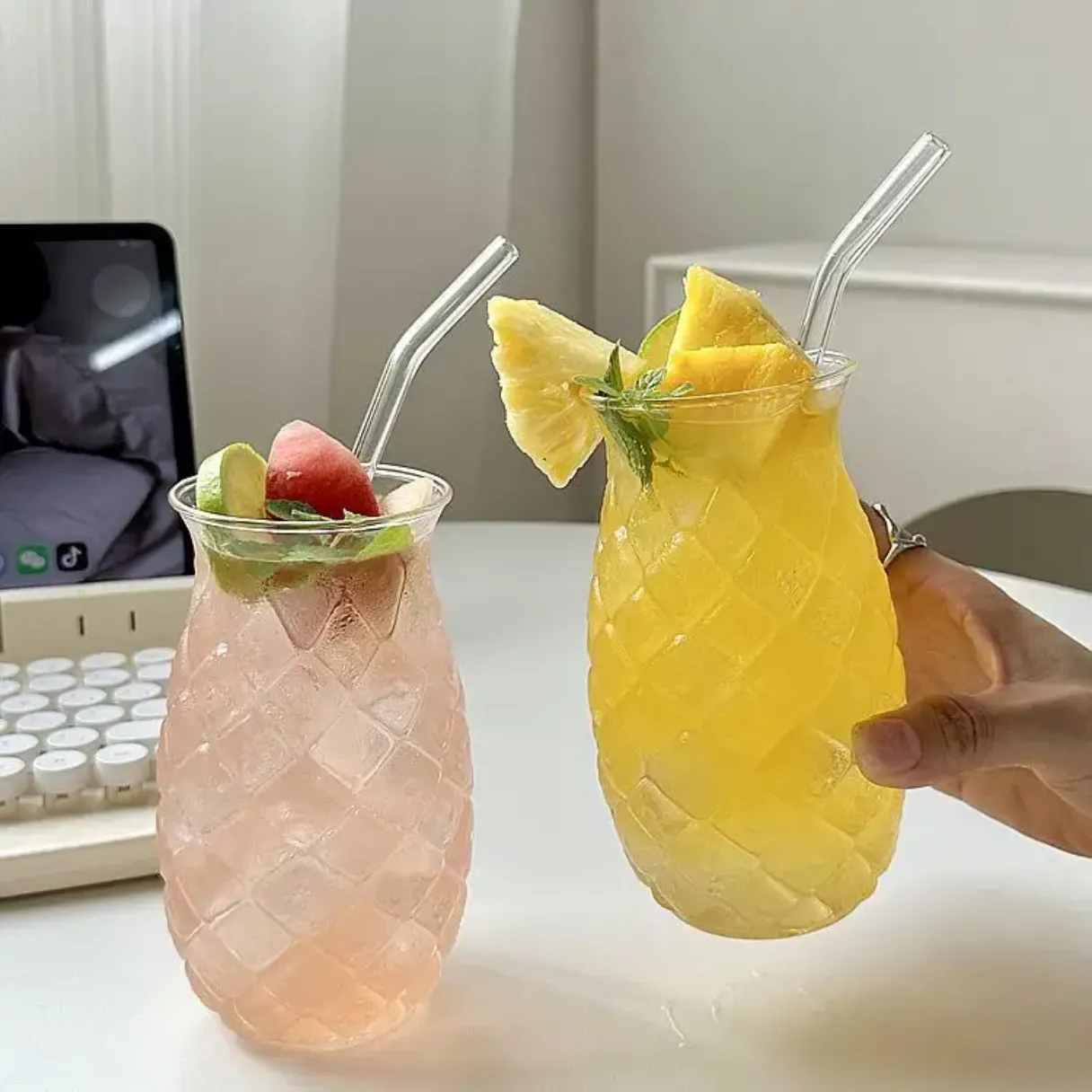 pineappple shape single layer mug high borosilicate glass fruit shape mug cup