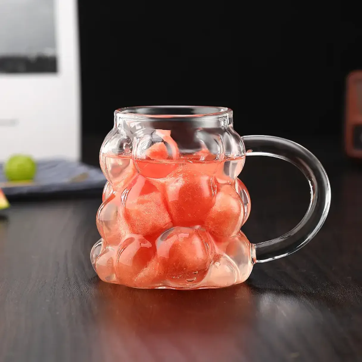 High borosilicate glass mug with straw 550ml