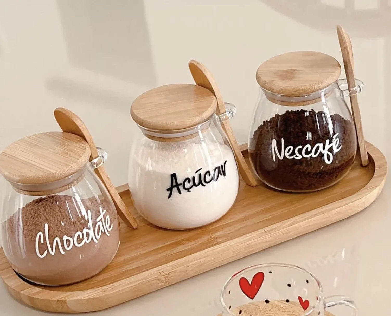Artisan 500ml Borosilicate Glass Jars with Bamboo Accents