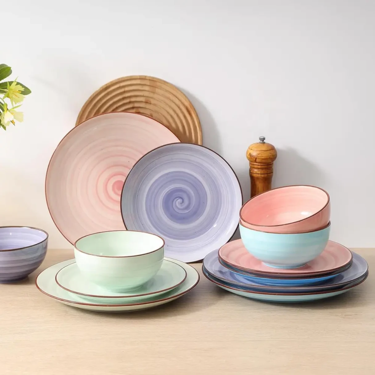 Colorful Whirl Pattern Porcelain dinner plate