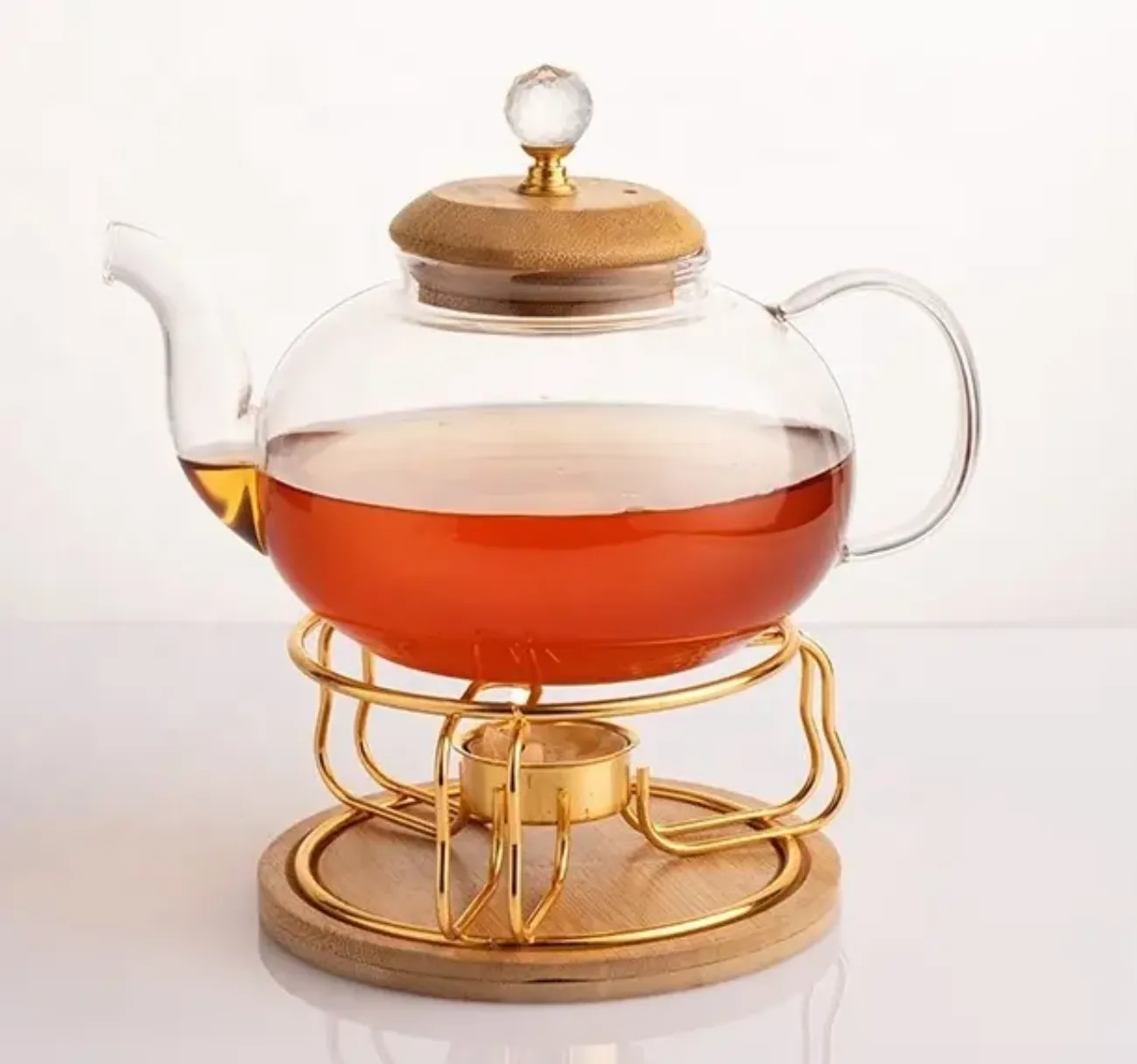 high borosilicate golden lid  glass tea pot 750ml/1L/1.4L