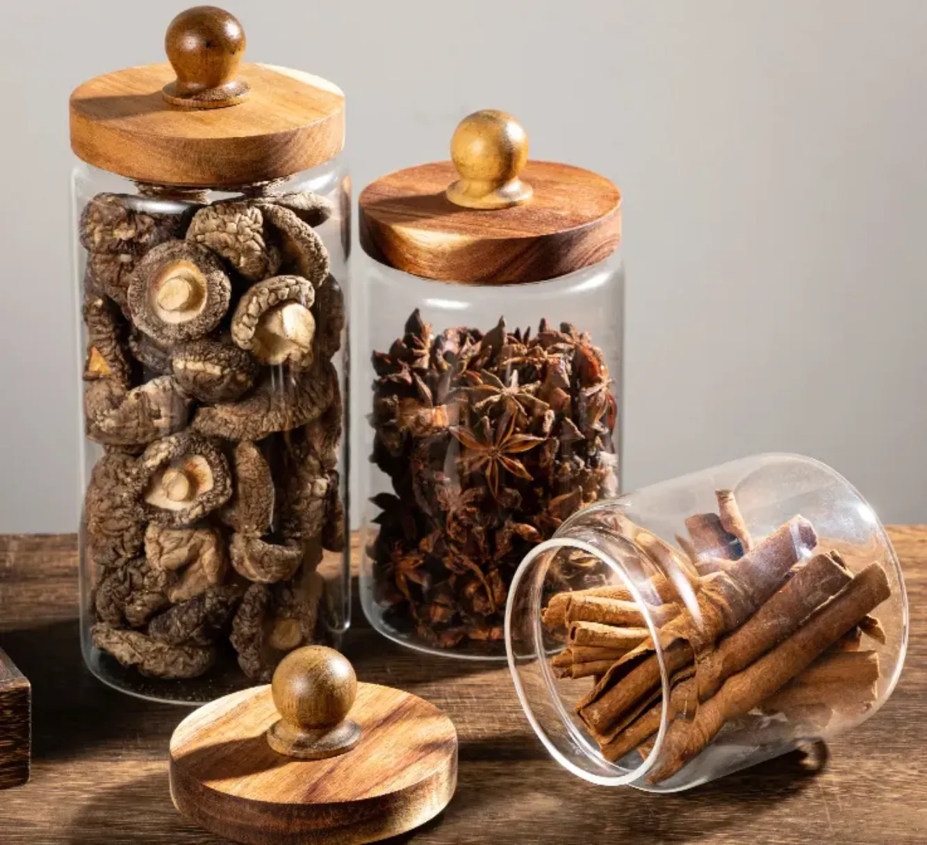 Artisan Acacia Wood-Sealed Borosilicate Glass Canisters