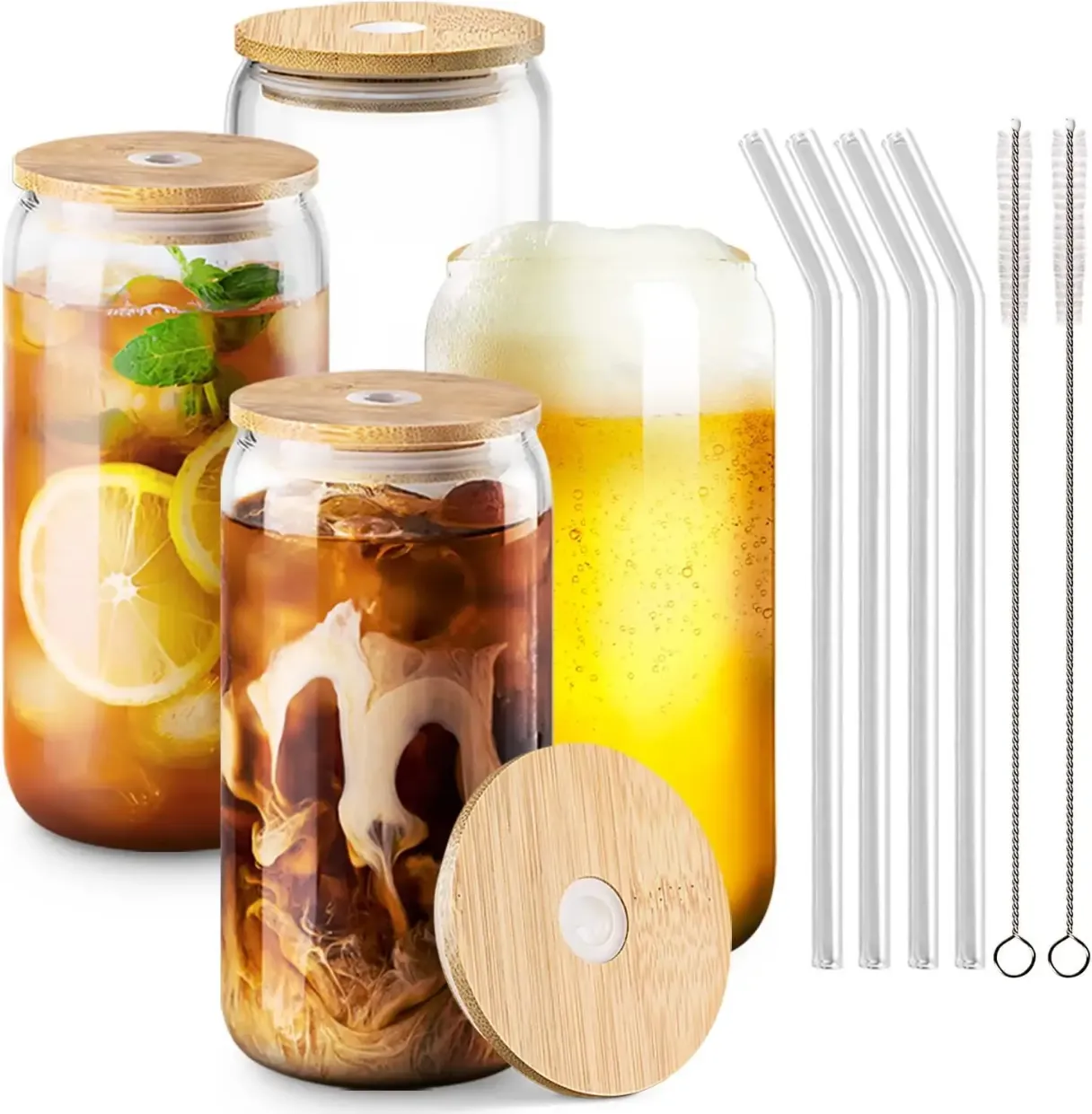 High Borosilicate Glass Tumbler with glass staw