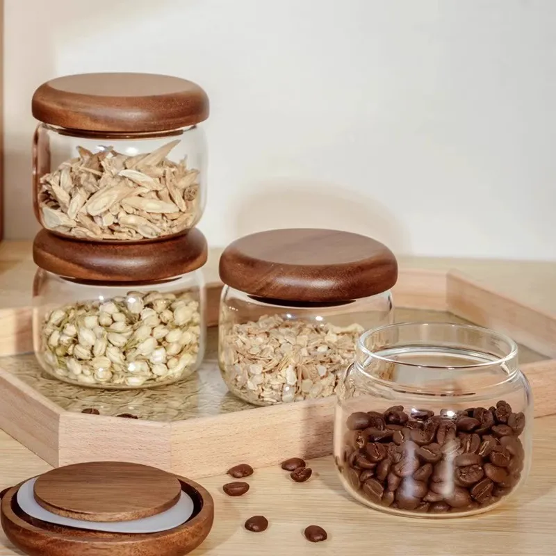 Precision-Portioned Glass Storage Vessels with Acacia wood lid