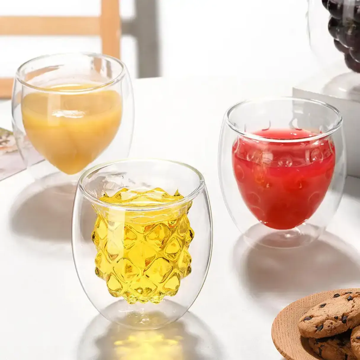 Pineapple shape double wall mug fruit shape double layer mug borosilicate glass