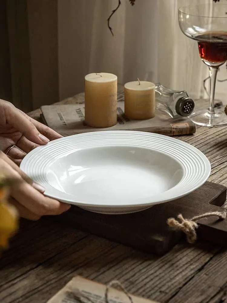 Timeless Striped Embossed Dinnerware Set – Sophisticated Dining for Six Timeless Striped Embossed Dinnerware Set – Sophisticated Dining for Six