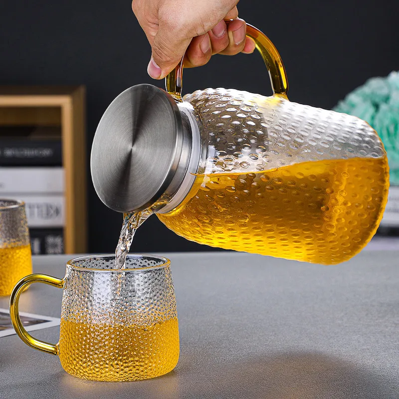 Rice Grain Pattern High Borosilicate Glass Water Pitcher