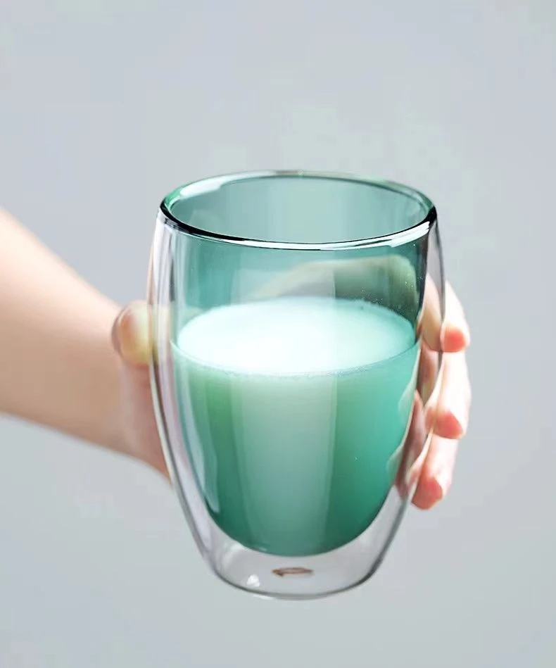 Colorful Double Wall High Borosilicate Glass Coffee Mug