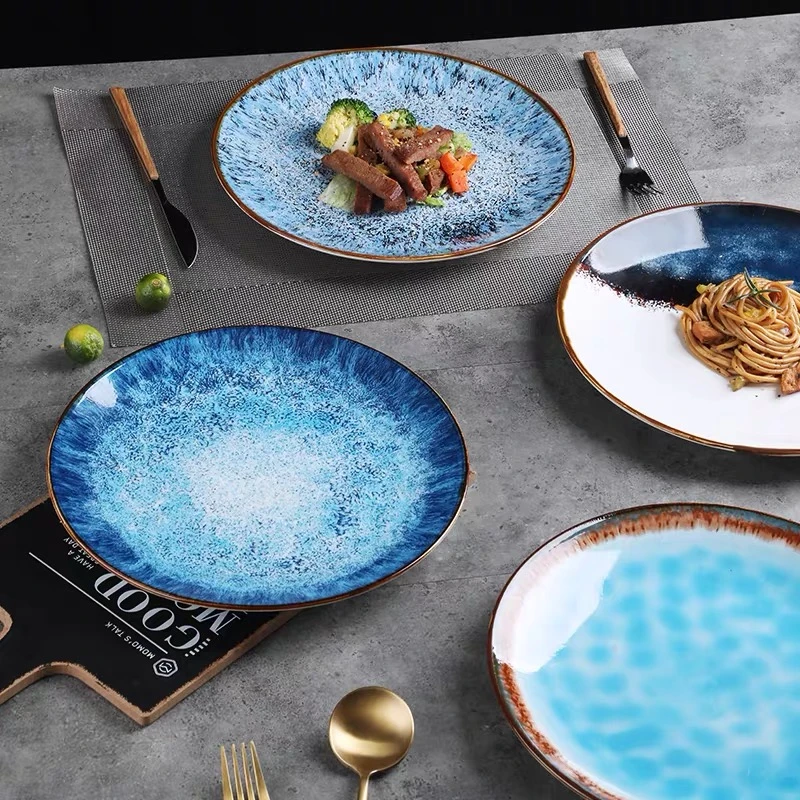 fake reactive glaze pattern pad print dinner sets
