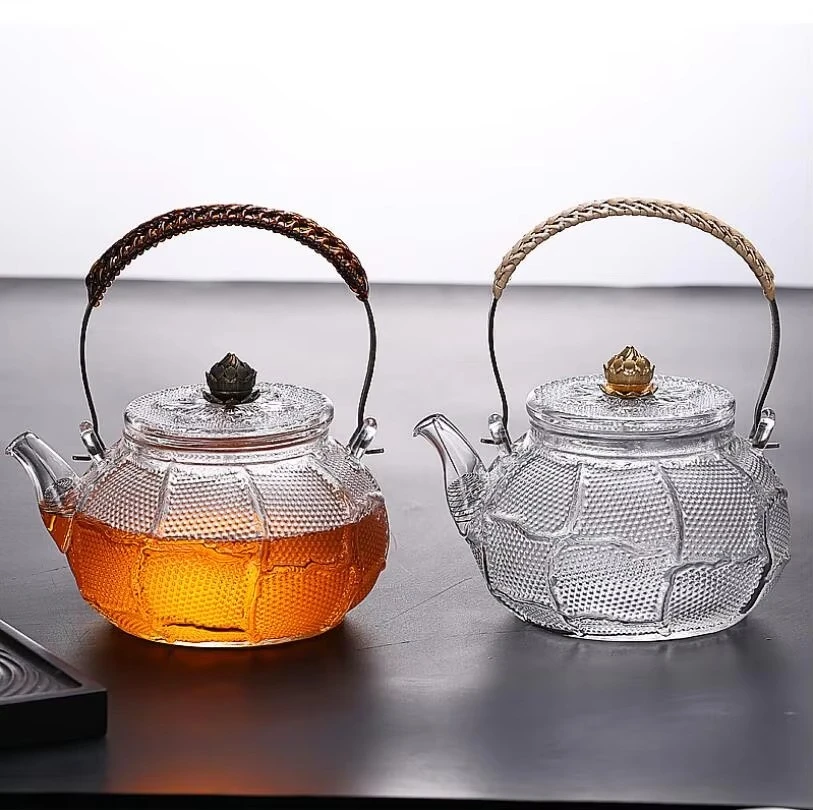 High borosilicate heat resistant glass tea set simple household flower teapot