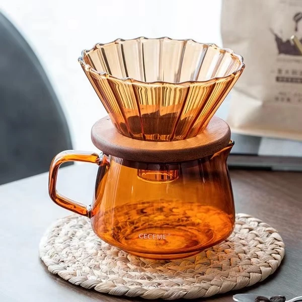 High Borosilicate glass Coffee Filter Thermostable Glass Sharing pot Filter cup Hand brewing coffee pot