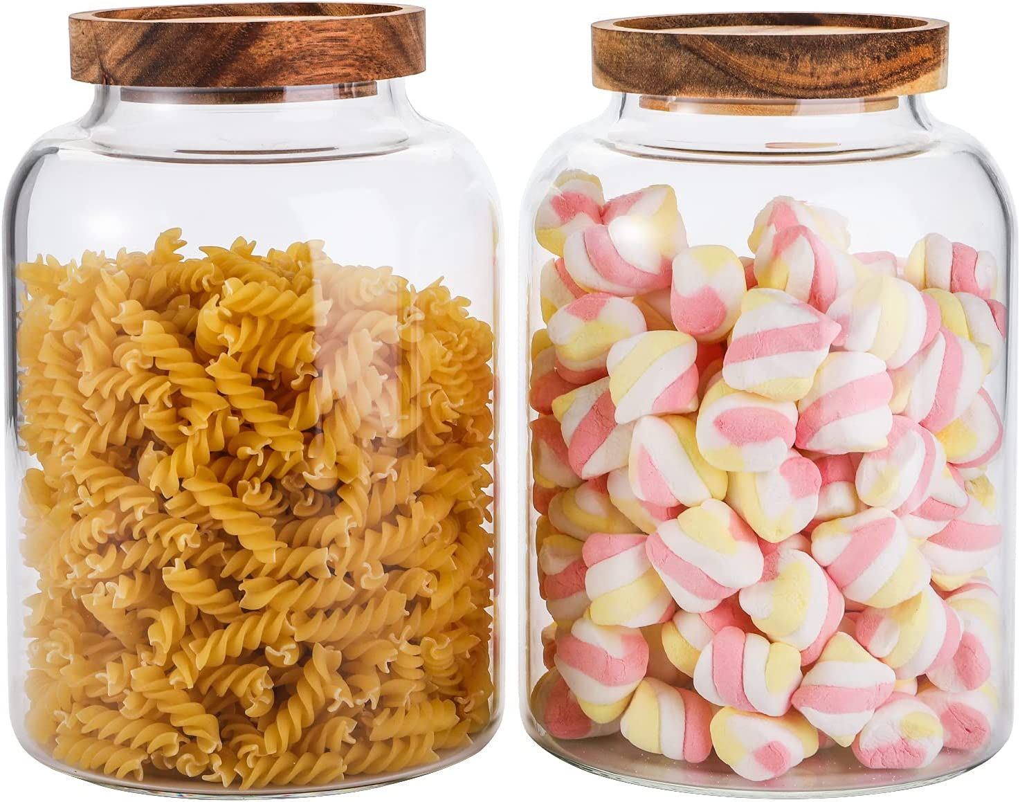 glass jars with wooden lids