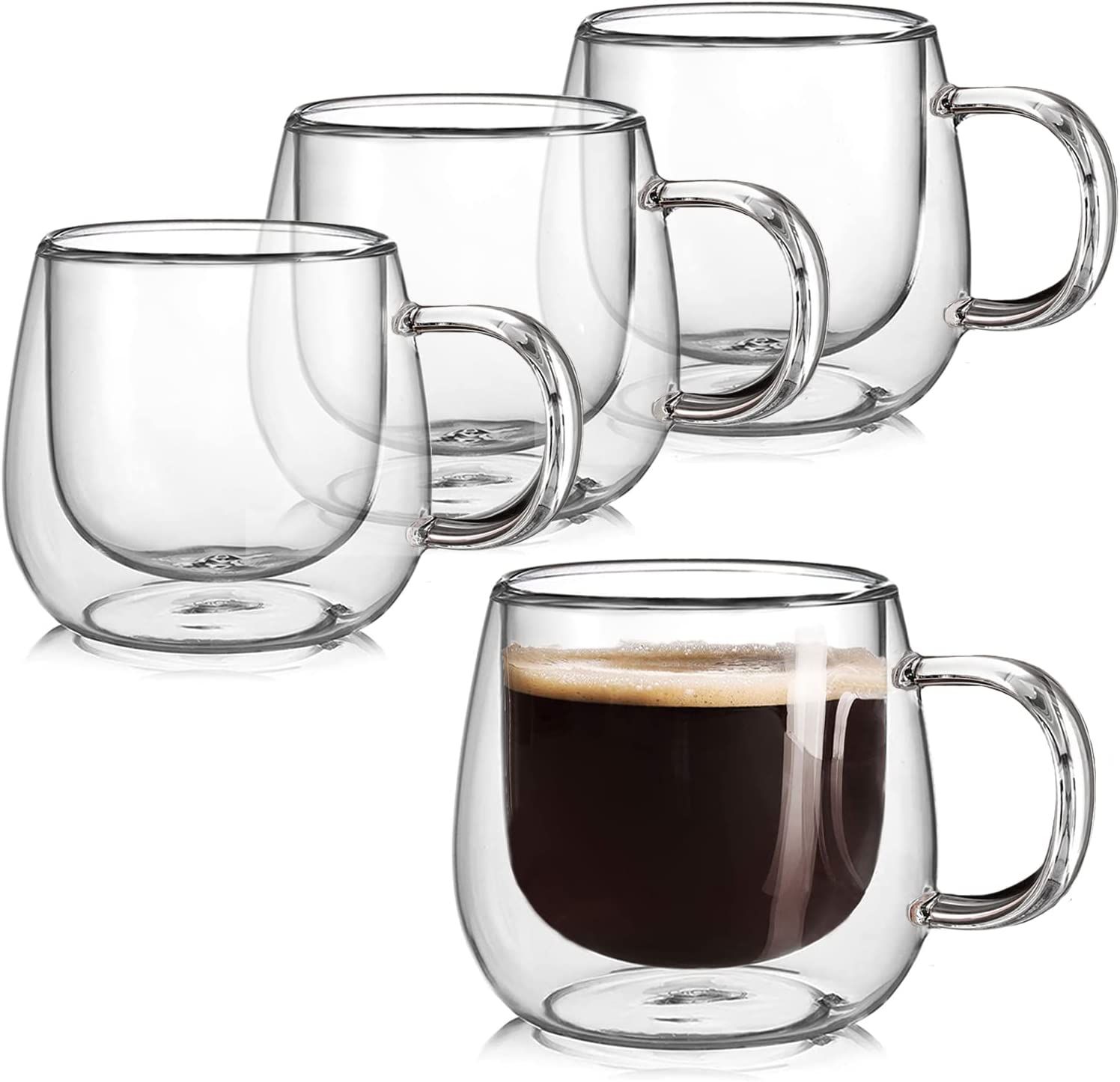 Double Wall Glass Coffee Mugs with Handle