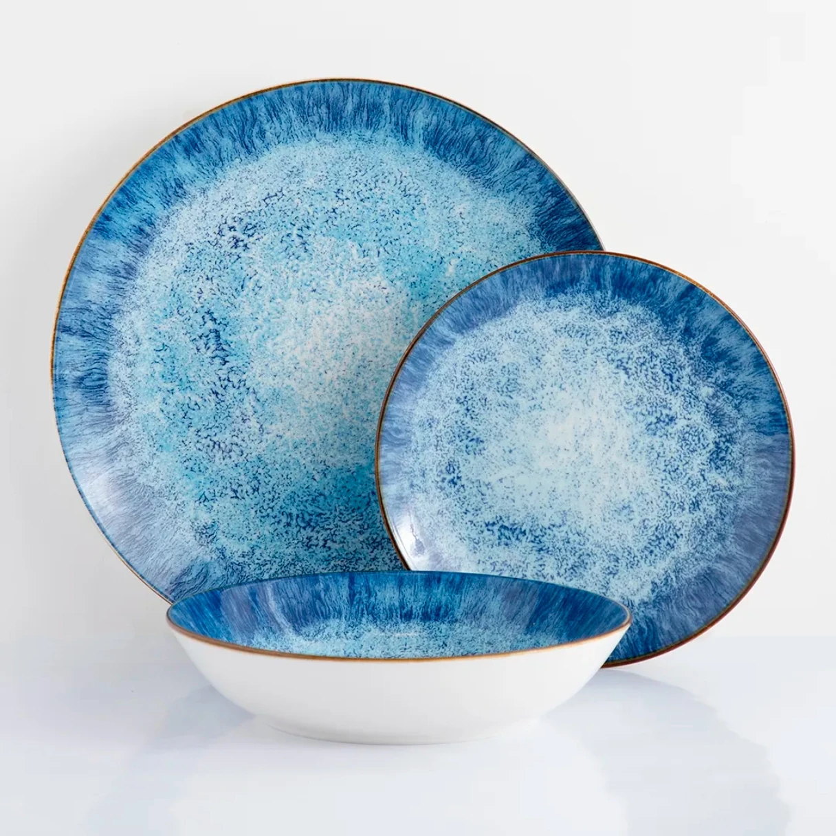fake reactive glaze pattern pad print dinner sets