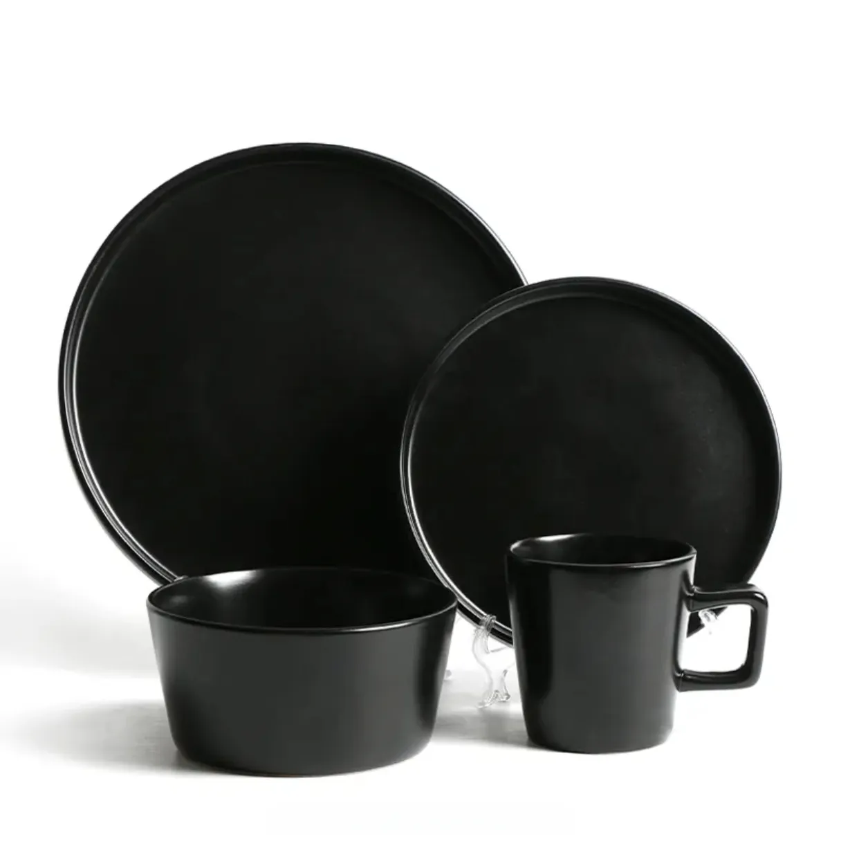 12pcs/16pcs/18pcs European American Market Porcelain Stoneware dinner set blue red black glaze