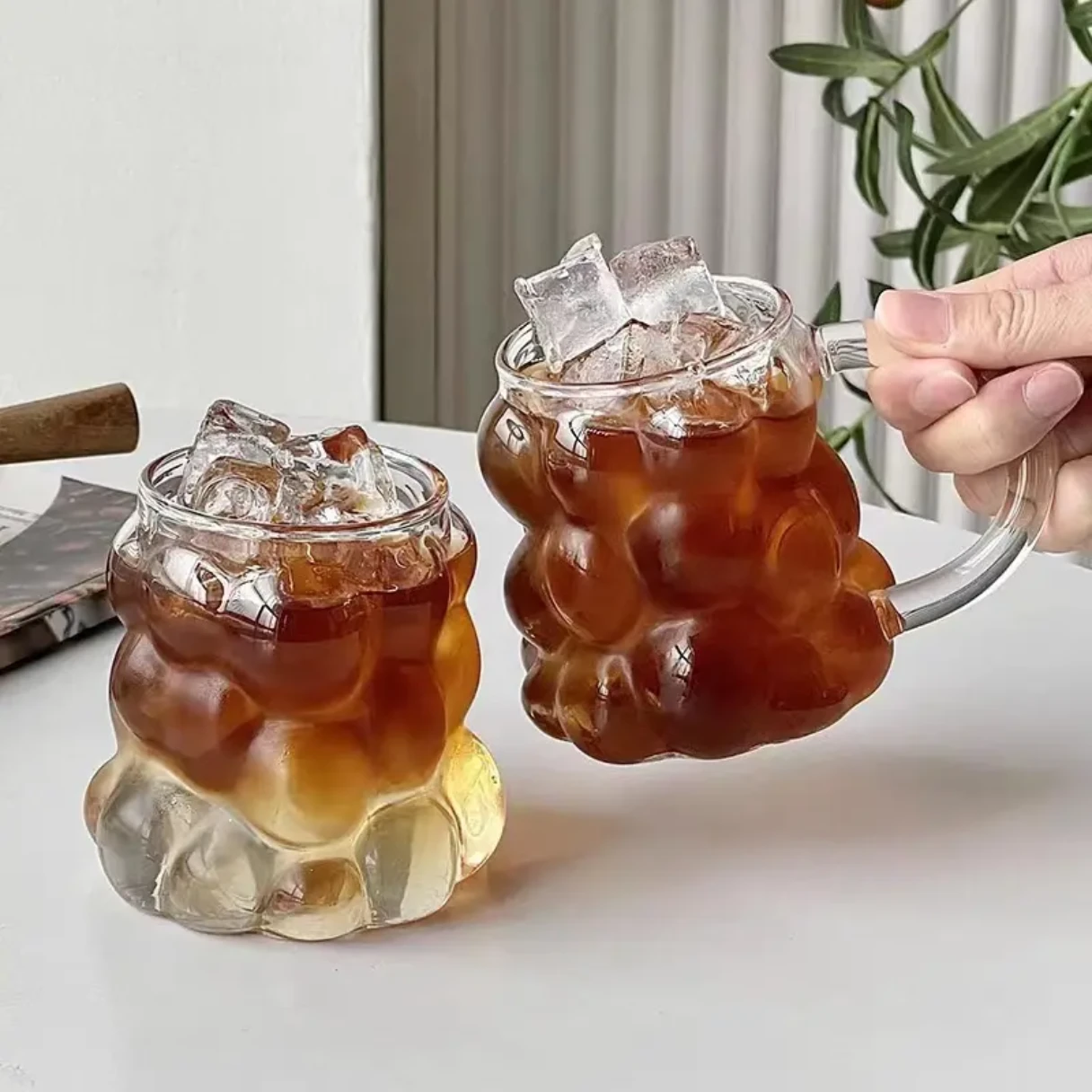 Ice Stacked coffee cup high borosilicate glass juice cup