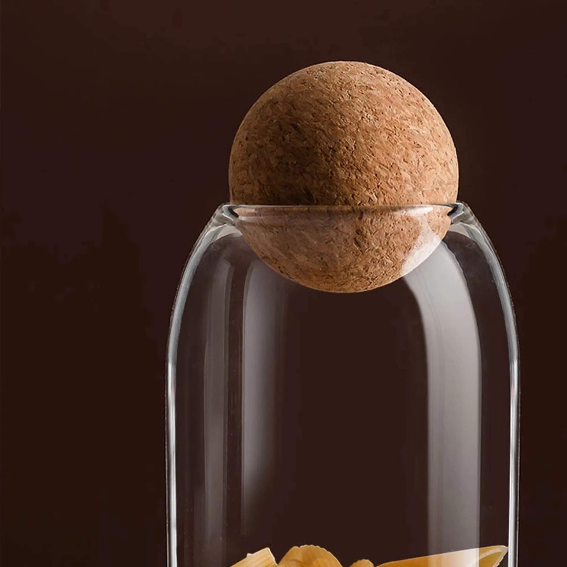 Seal Wood Cork Ball Glass Jar