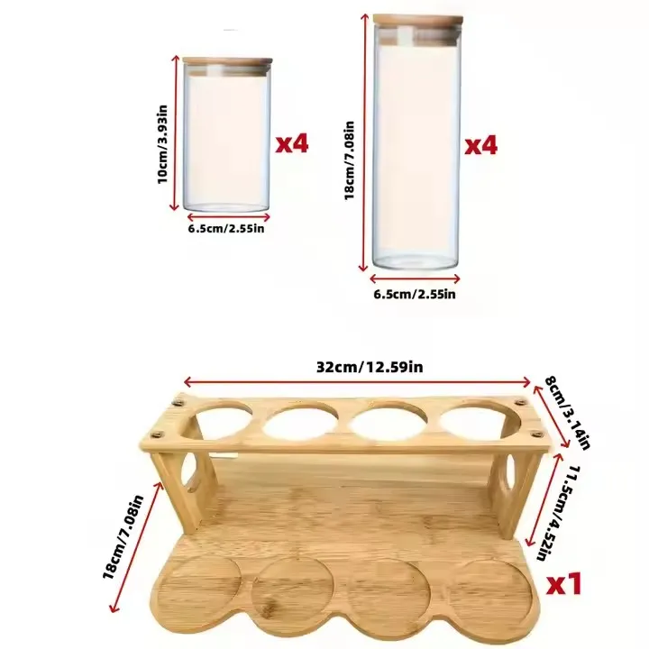 High borosilicate glass storage jar with Bamboo Lids &#038; Stand
