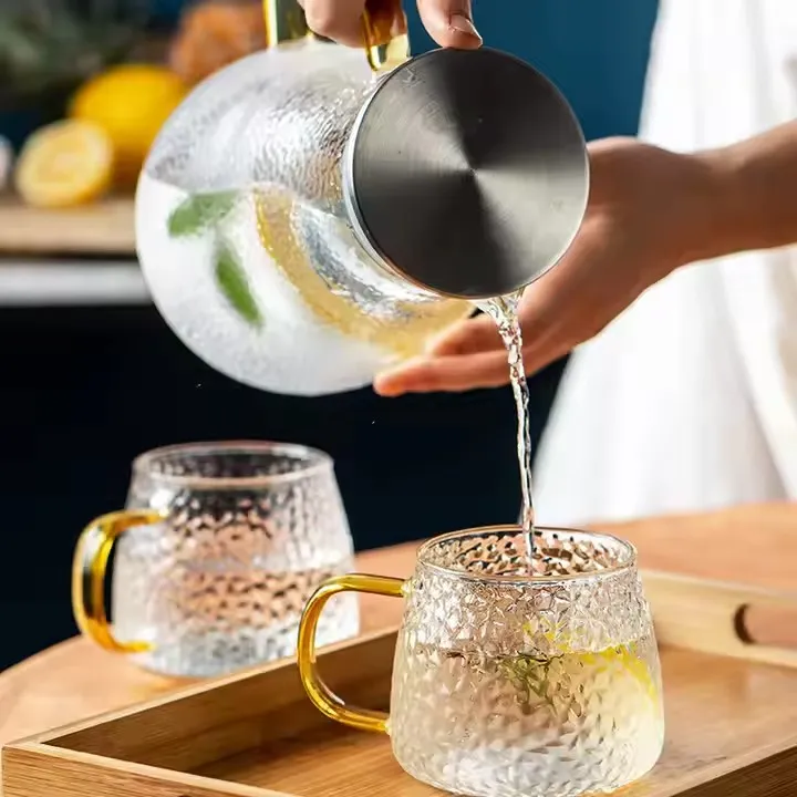 Circular Hammer Glass Water Pitcher