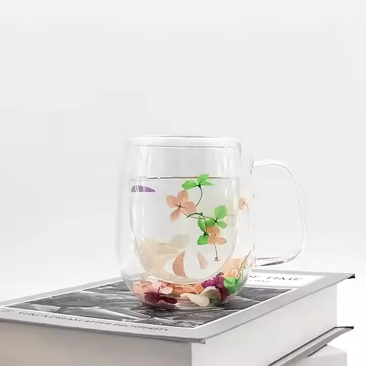 Double Wall Straight Mug With Dry Flower
