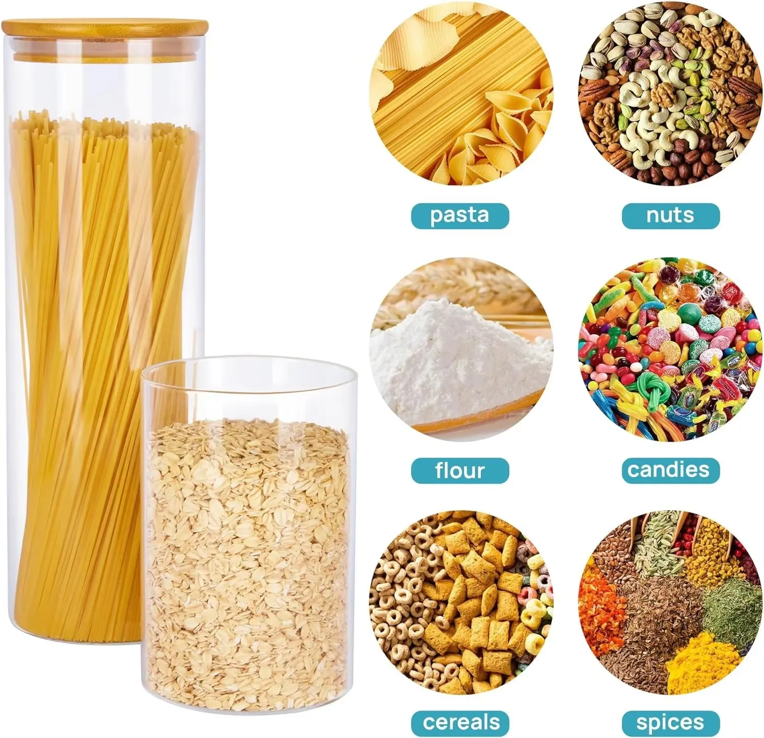 3pcs of high borosilicate glass storage jar with bamboo stand