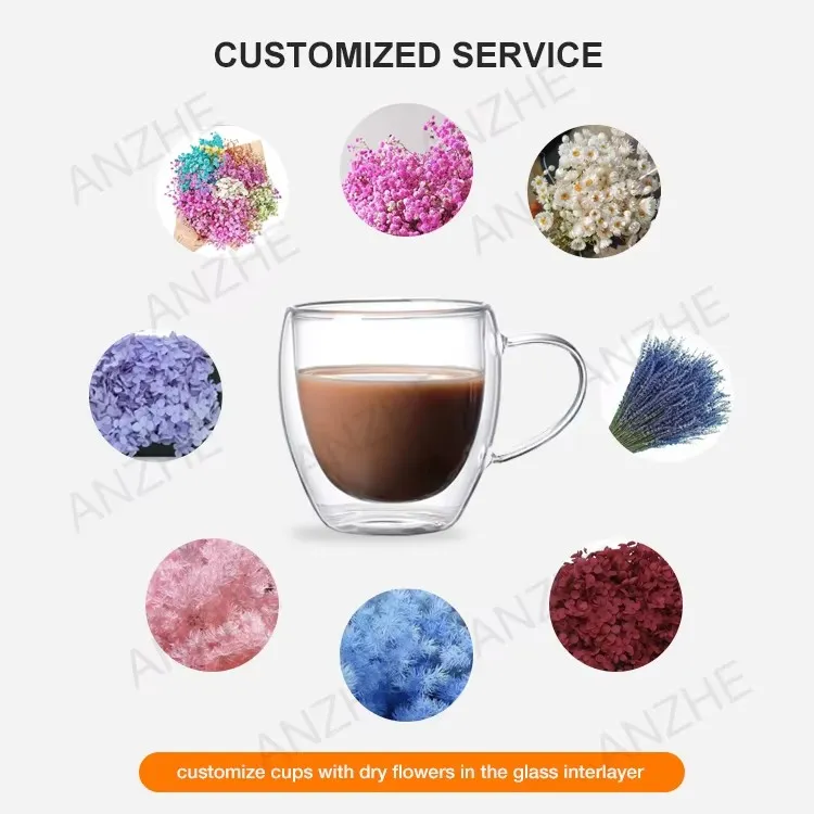 350ml Double Wall Mug Dry Flower Tea Mug