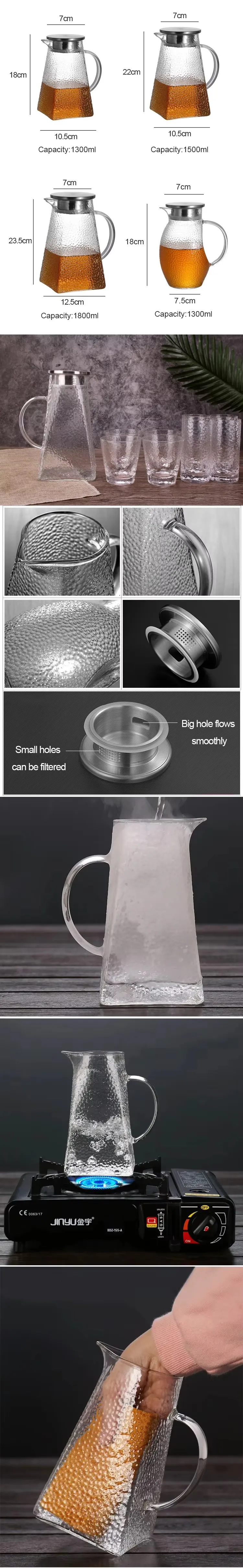 Square Hammer Glass Water Pitcher