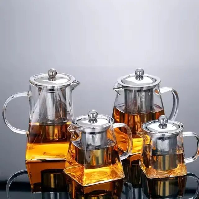 High Borosilicate Glass Square Teapot