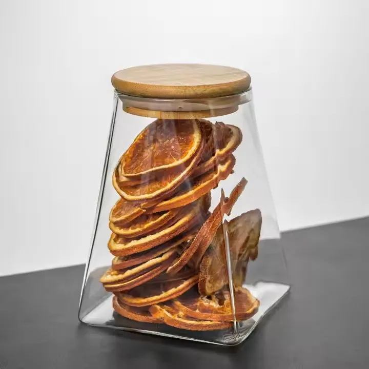 High Borosilicate Glass Storage Jar With Bamboo Lid For Home Kitchens