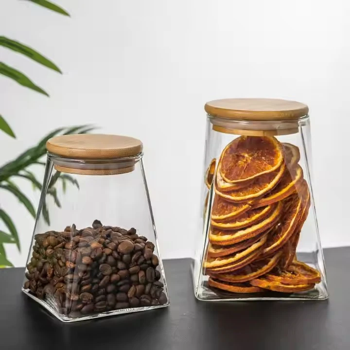 High Borosilicate Glass Storage Jar With Bamboo Lid For Home Kitchens