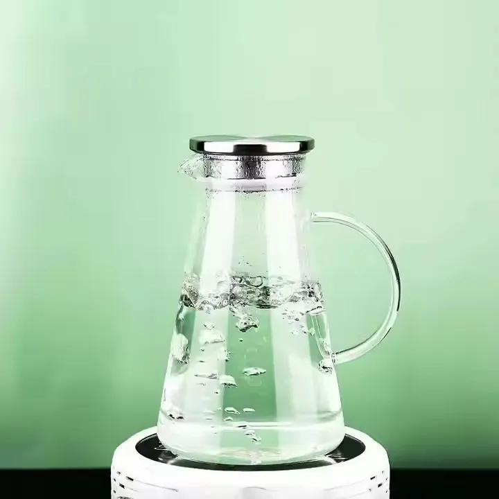 Borosilicate Hand Blown Clear Resistant Glass Water Pitcher