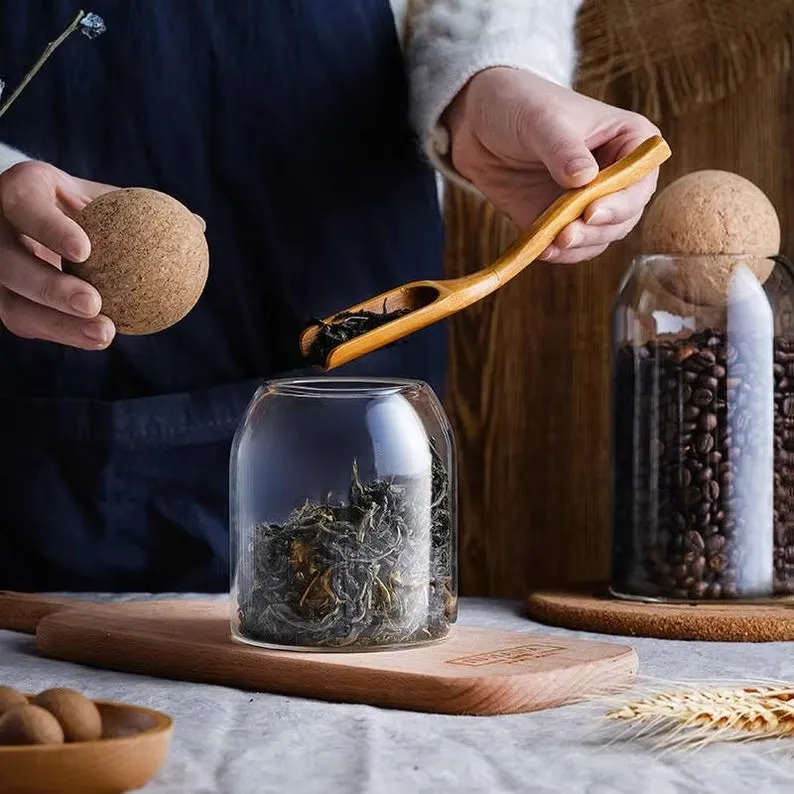 Seal Wood Cork Ball Glass Jar